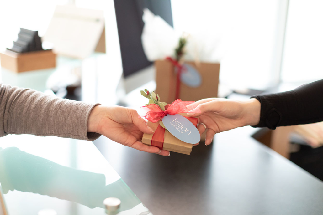 Customer purchasing a Kalon gift card