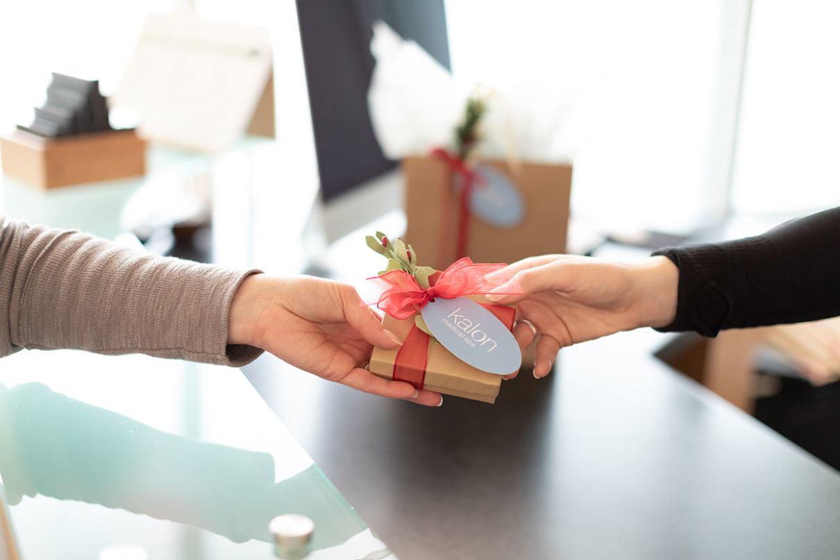 Customer purchasing a Kalon gift card