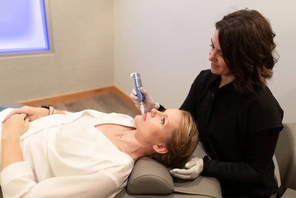 Heidi performing a SkinPen procedure at Kalon Medical Spa