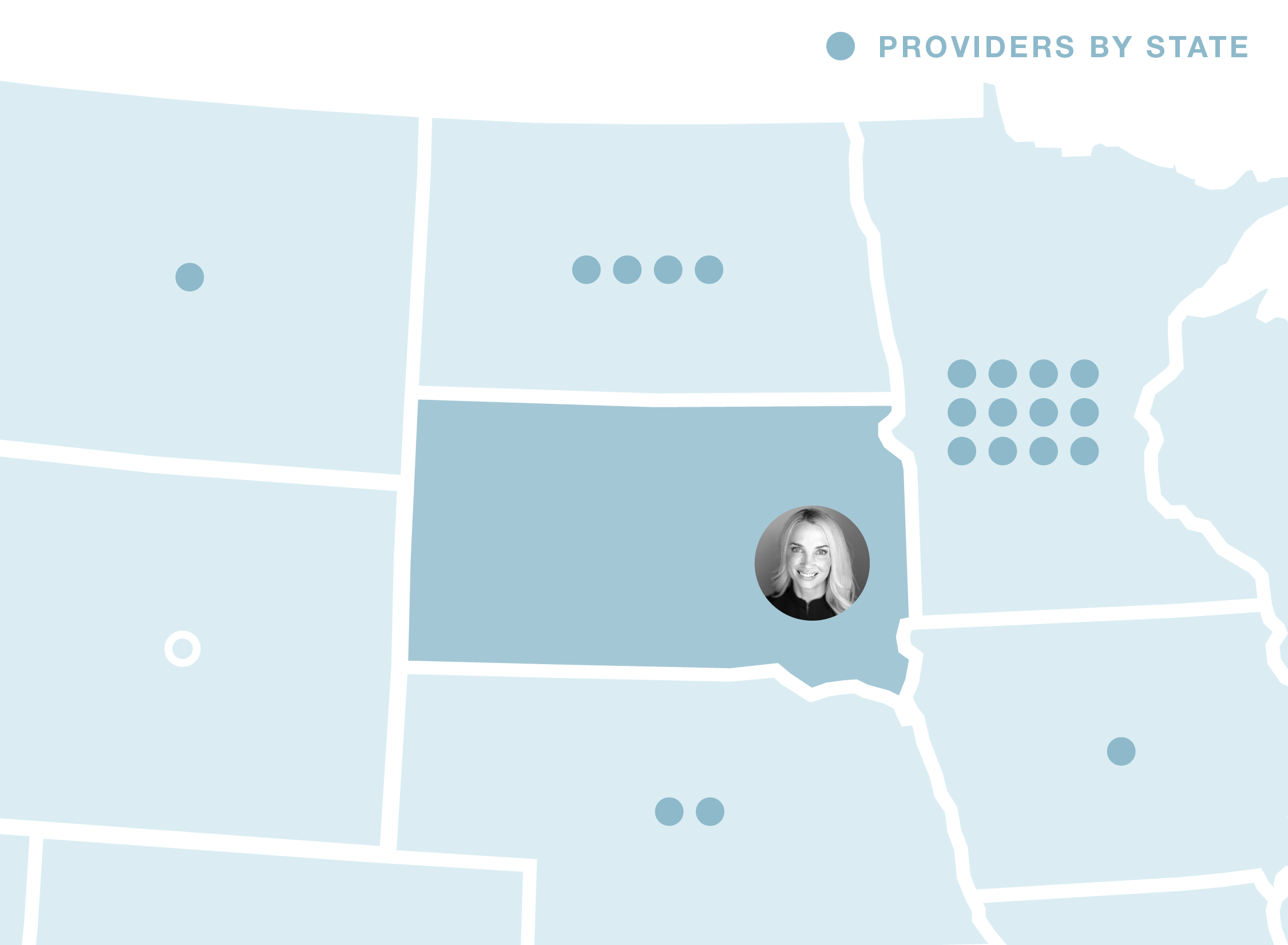 Graphic depicting the number of CANS-certified providers by state. 